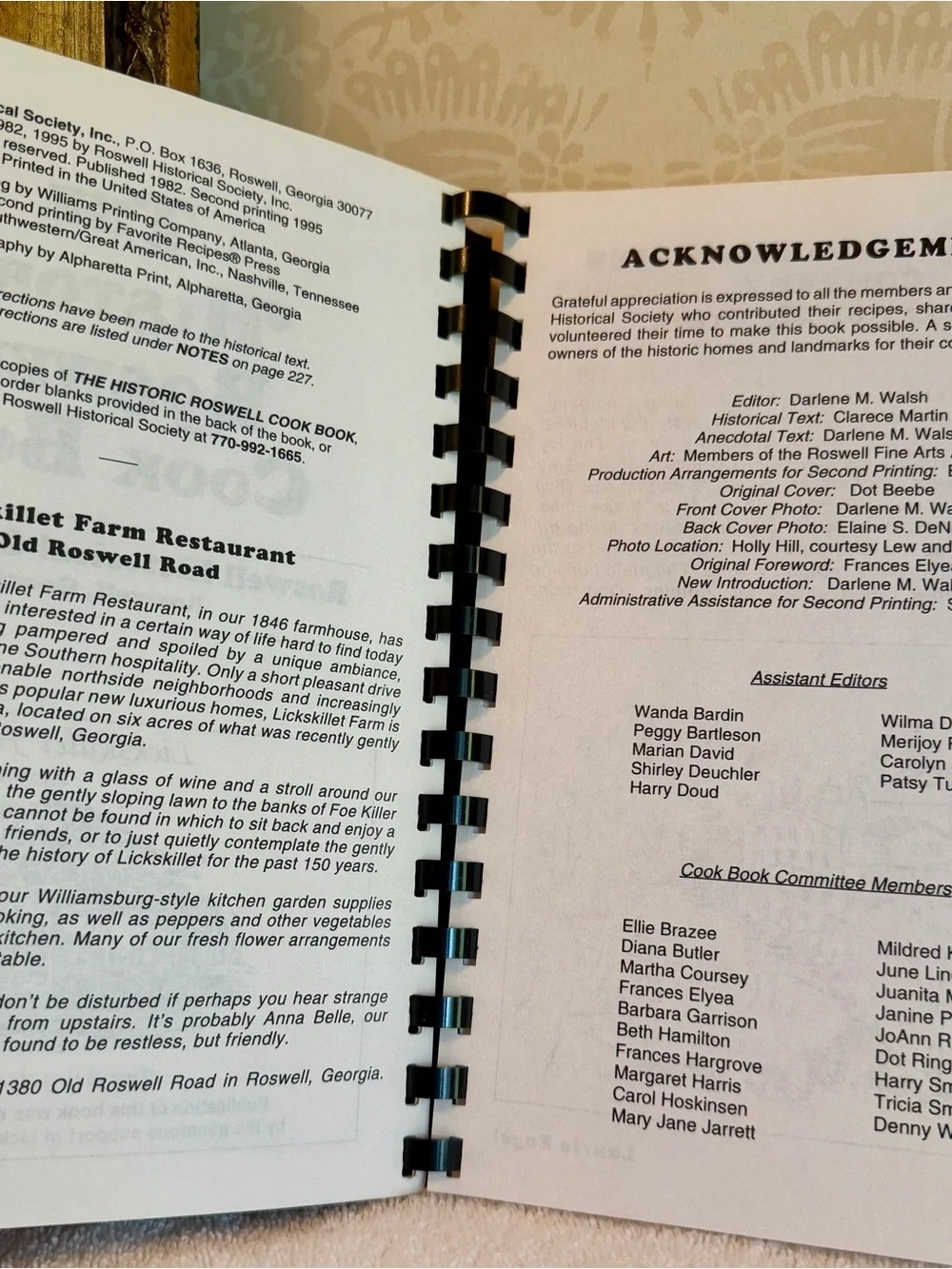 The Historic Roswell Cook Book – Roswell Historical Society Georgia – 1995